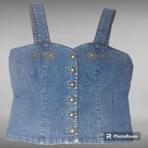Hammerschmid Women's Sleeveless Denim Crop Top  Corset Size Medium UK Size 10
